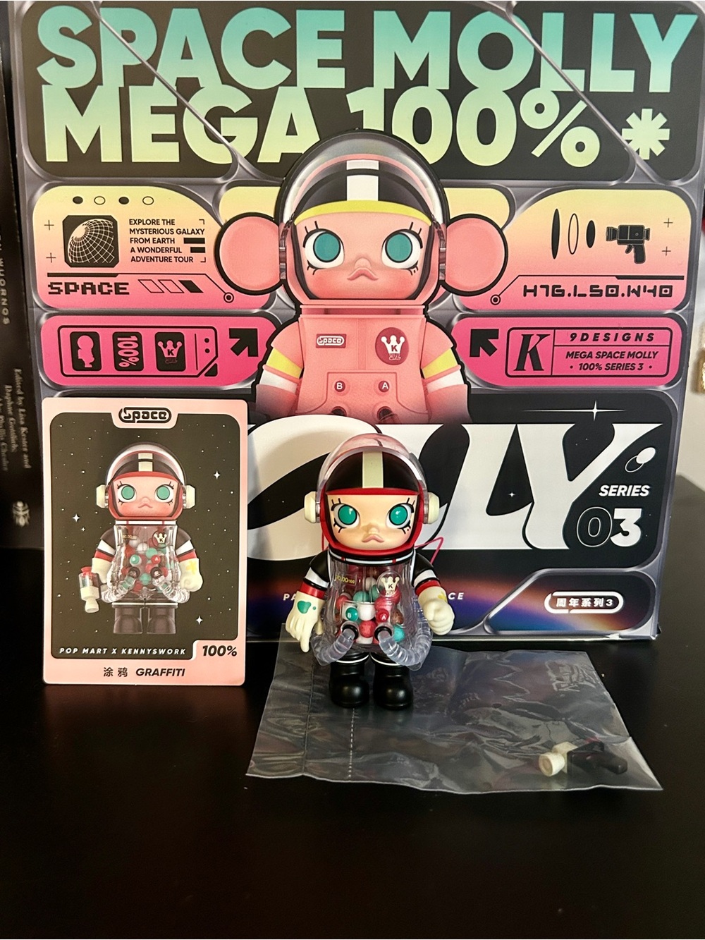 POP MART Space Molly Mega 100% Series 03 Action Figure - Pink/Red